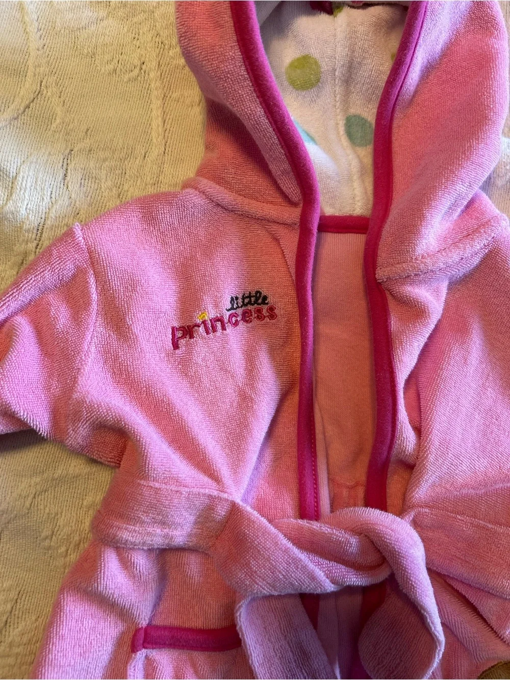 Carter's Pink Monkey Bathrobe 0-9M So Cute for Baby Gift Polka Dot